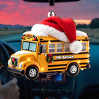 School Bus, Personalized Custom Wood Ornament, Gift For Bus Driver - 2