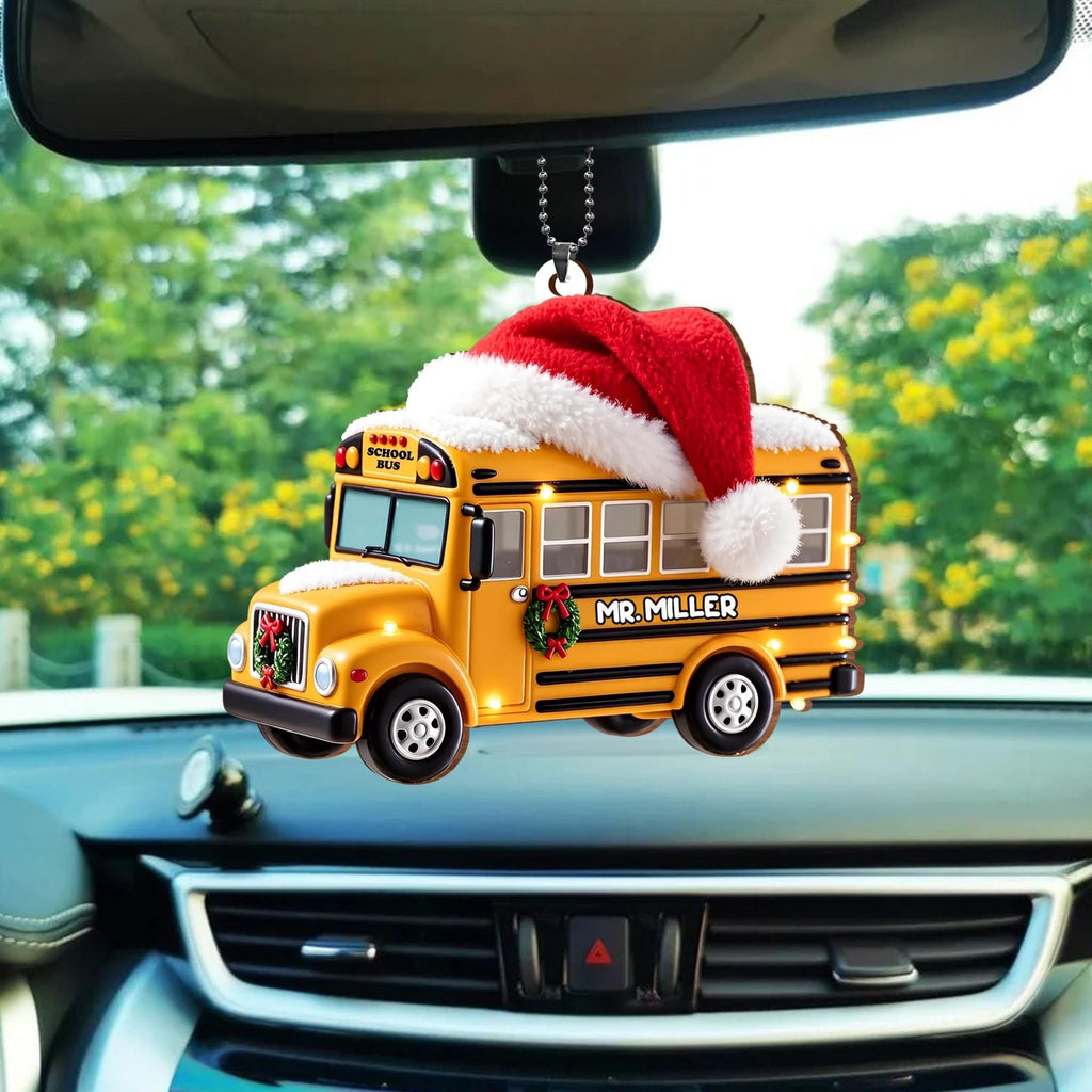School Bus, Personalized Custom Wood Ornament, Gift For Bus Driver - 5