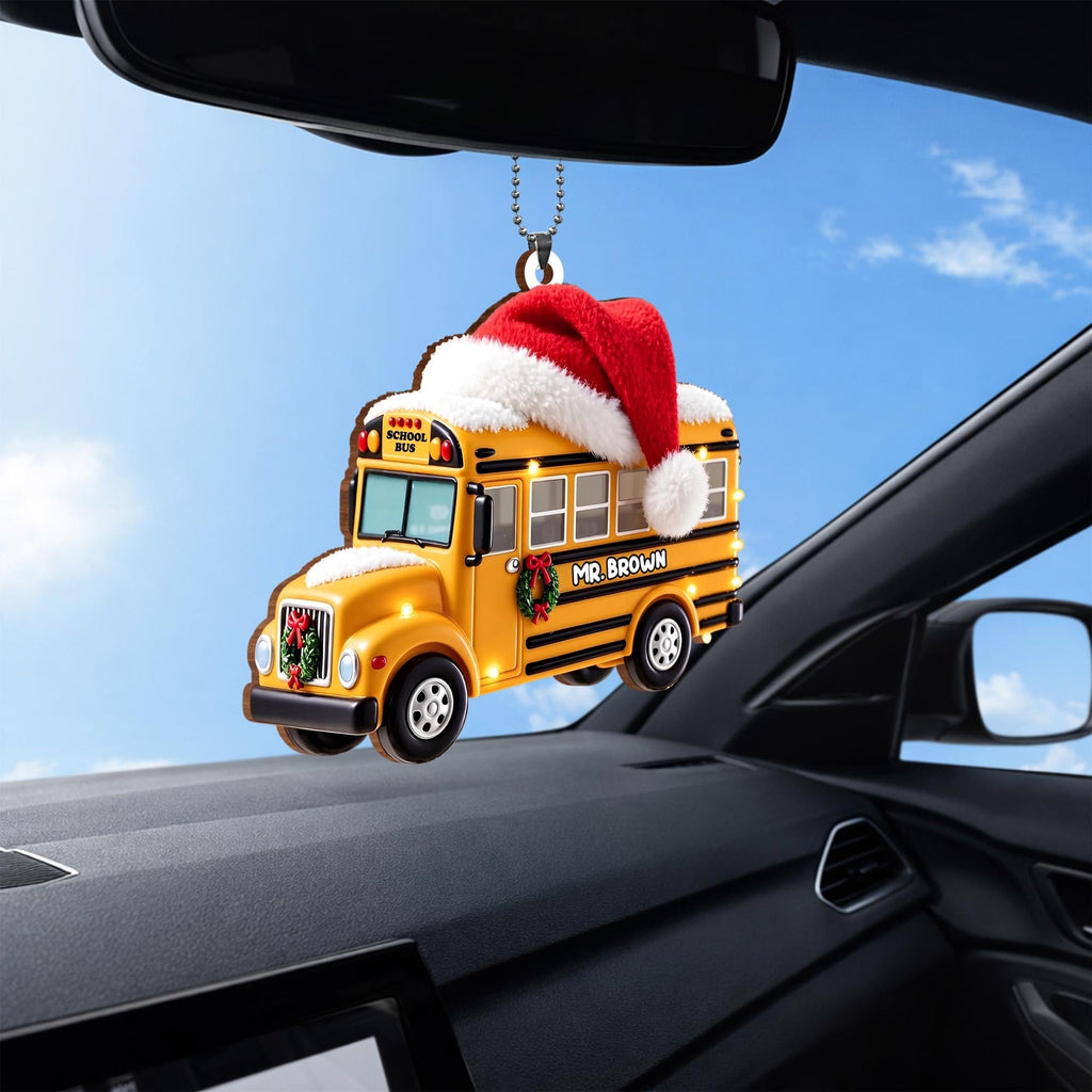 School Bus, Personalized Custom Wood Ornament, Gift For Bus Driver - 6