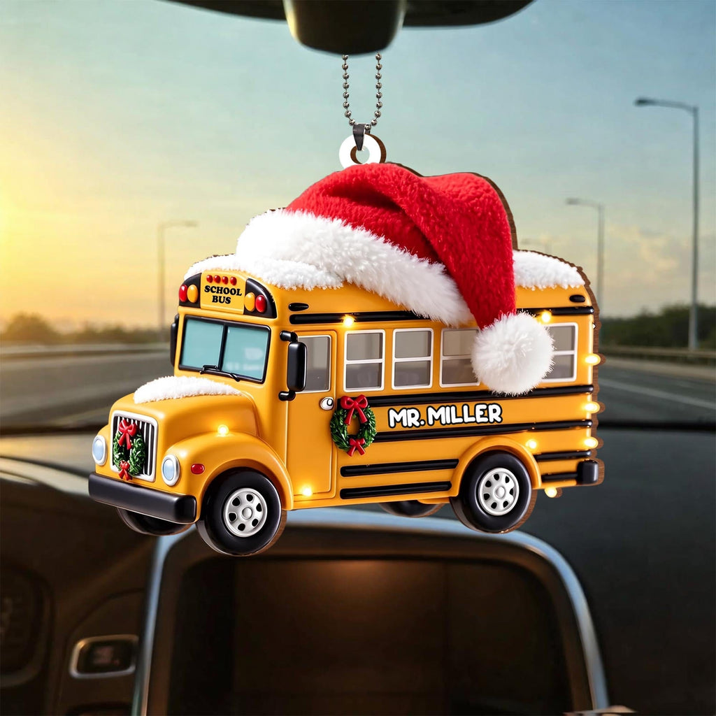 School Bus, Personalized Custom Wood Ornament, Gift For Bus Driver - 8