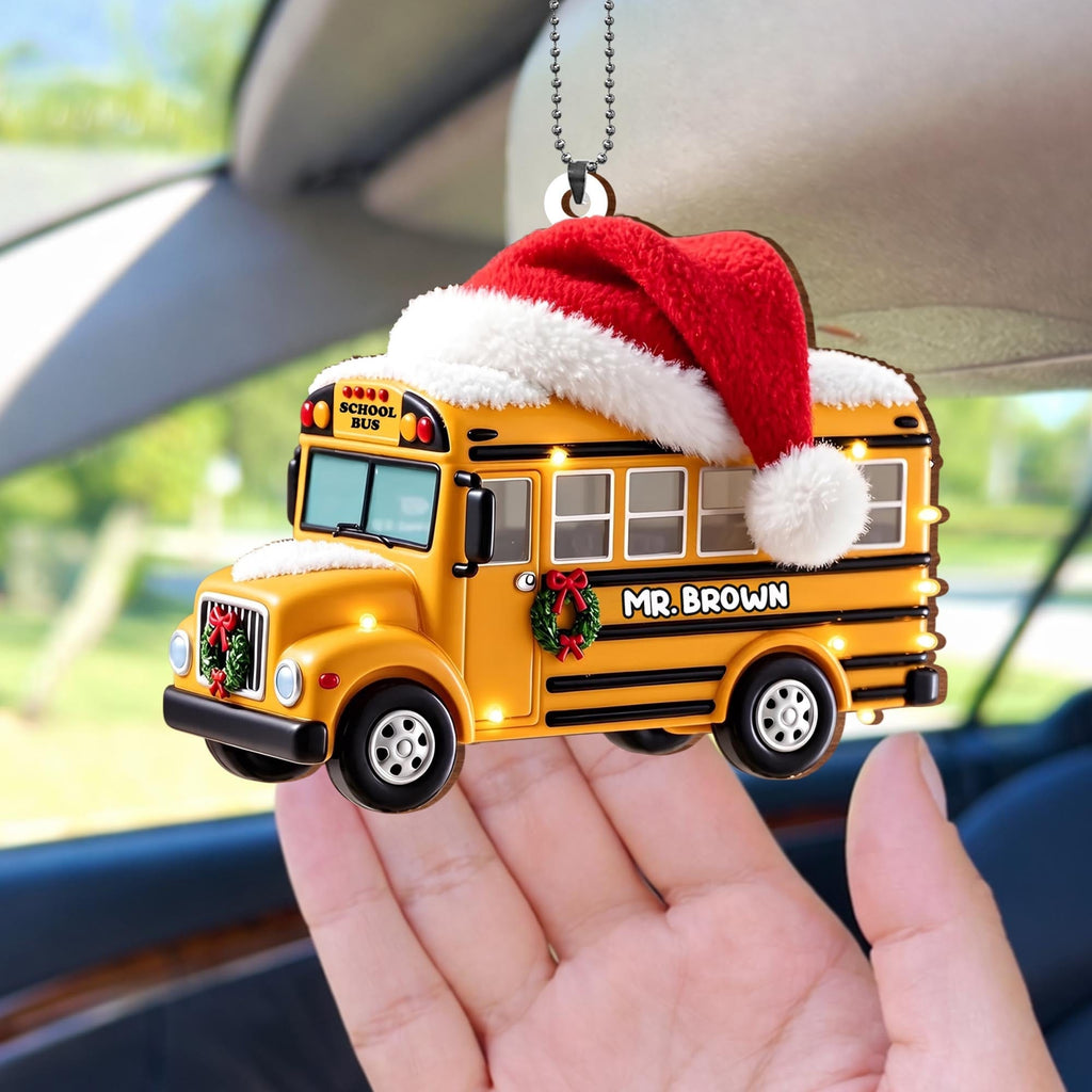 School Bus, Personalized Custom Wood Ornament, Gift For Bus Driver - 9