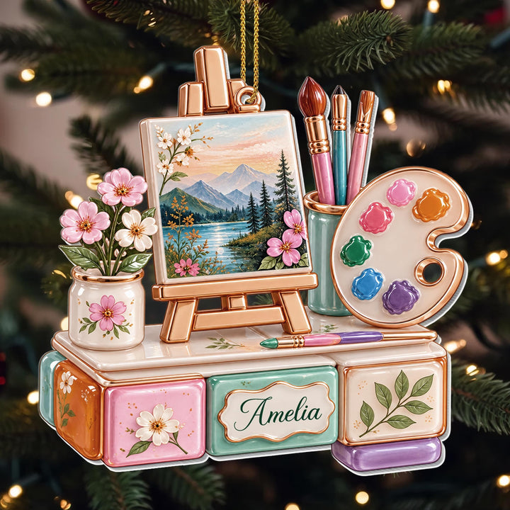 Every Stroke Tells A Story, Personalized Acrylic Ornament, Artist Gift
