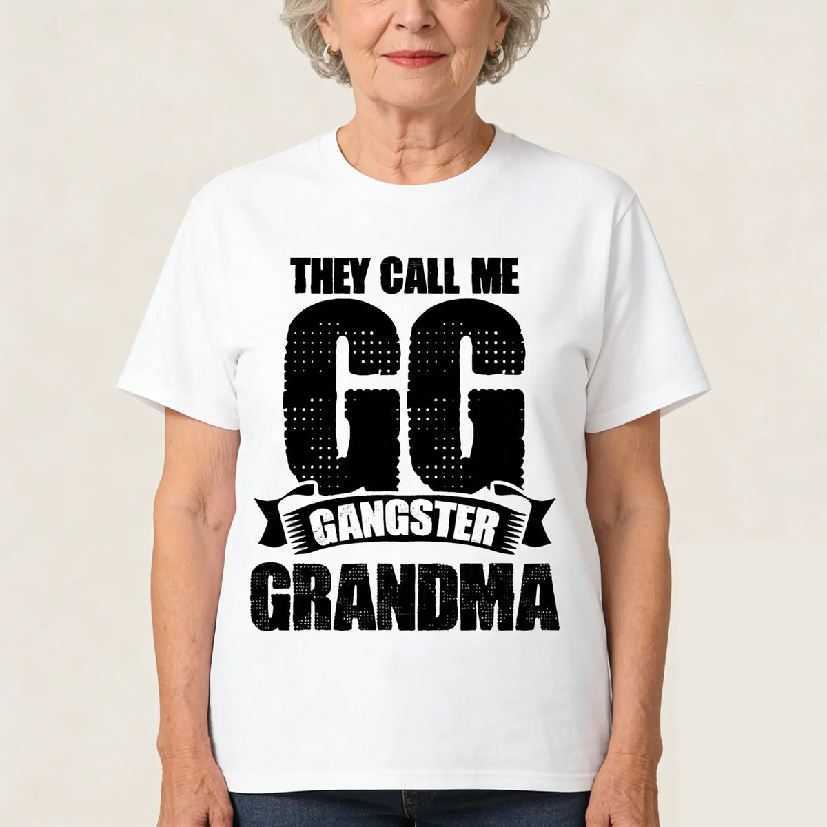 They Call Me GG Gangster Grandma T-Shirt - Funny Mother's Day Graphic Tee, Ideal Gift for Grandma, Mother's Day & Casual Wear PLK0117