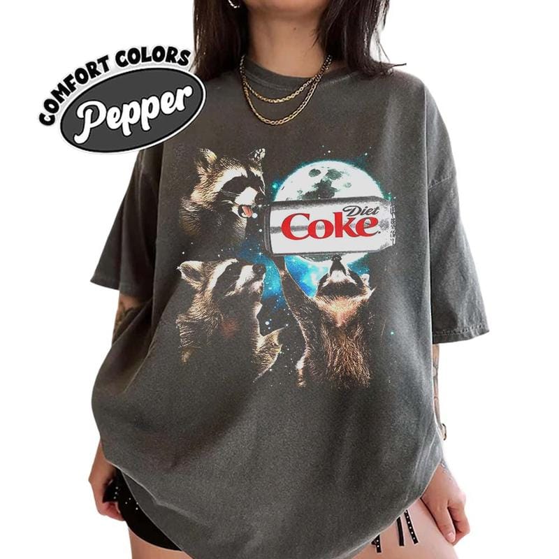 Three Raccoons Diet Coke Vintage Comfort Color T-shirts, Funny Meme Genz Dank Raccoons, Gifts, Unisex Tee, Top Menswear Underwear Crewneck