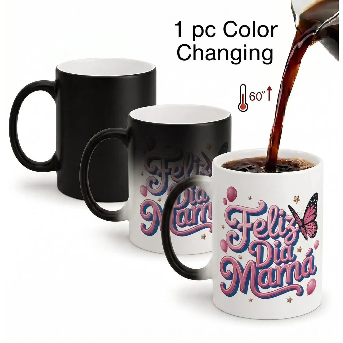 "Feliz Dia Papa" Color Changing Mug |   Regalo Para Papá Secret Heat Reveal Magic Coffee Cup, Best Spanish Father's Day Gift for Dad Father in Law from Daughter Son, 11oz Heat Sensitive Ceramic Drinkware