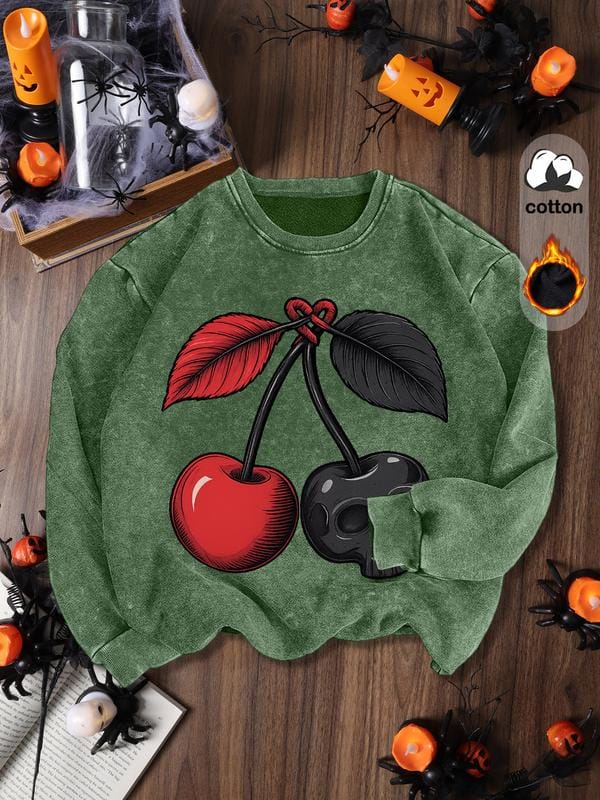 Women's Casual Vintage Soft Pullover Sweatshirt, Round Neck Long Sleeve Fleece Lined Hoodie for Fall Winter Fashion