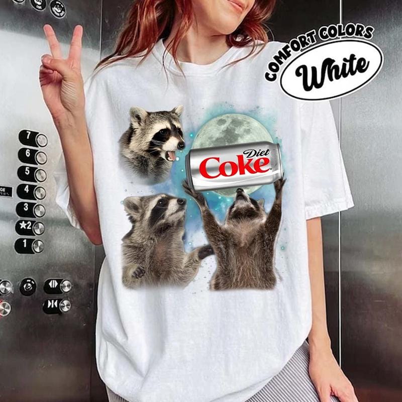 Three Raccoons Diet Coke Vintage Comfort Color T-shirts, Funny Meme Genz Dank Raccoons, Gifts, Unisex Tee, Top Menswear Underwear Crewneck
