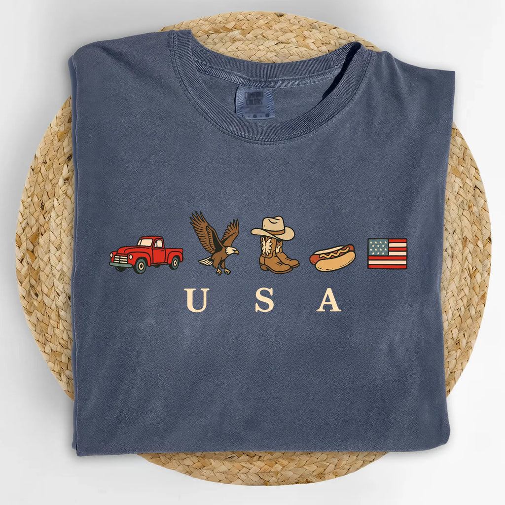 ChicCotton USA Icons Comfort Colors Shirt, American Flag T-shirt, 4th Of July Graphic Tee, Country Clothing, Western Outfits, Independence Day Shirt