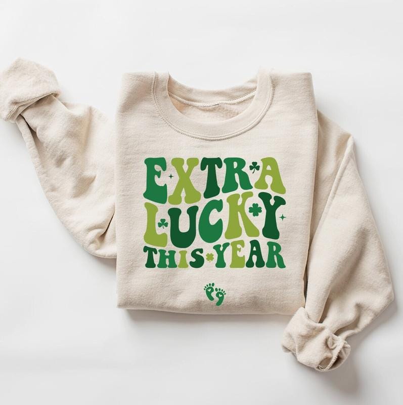 Extra Lucky This Year Sweatshirt, St Patrick's Day Pregnancy Reveal, Pregnancy Announcement Sweatshirt