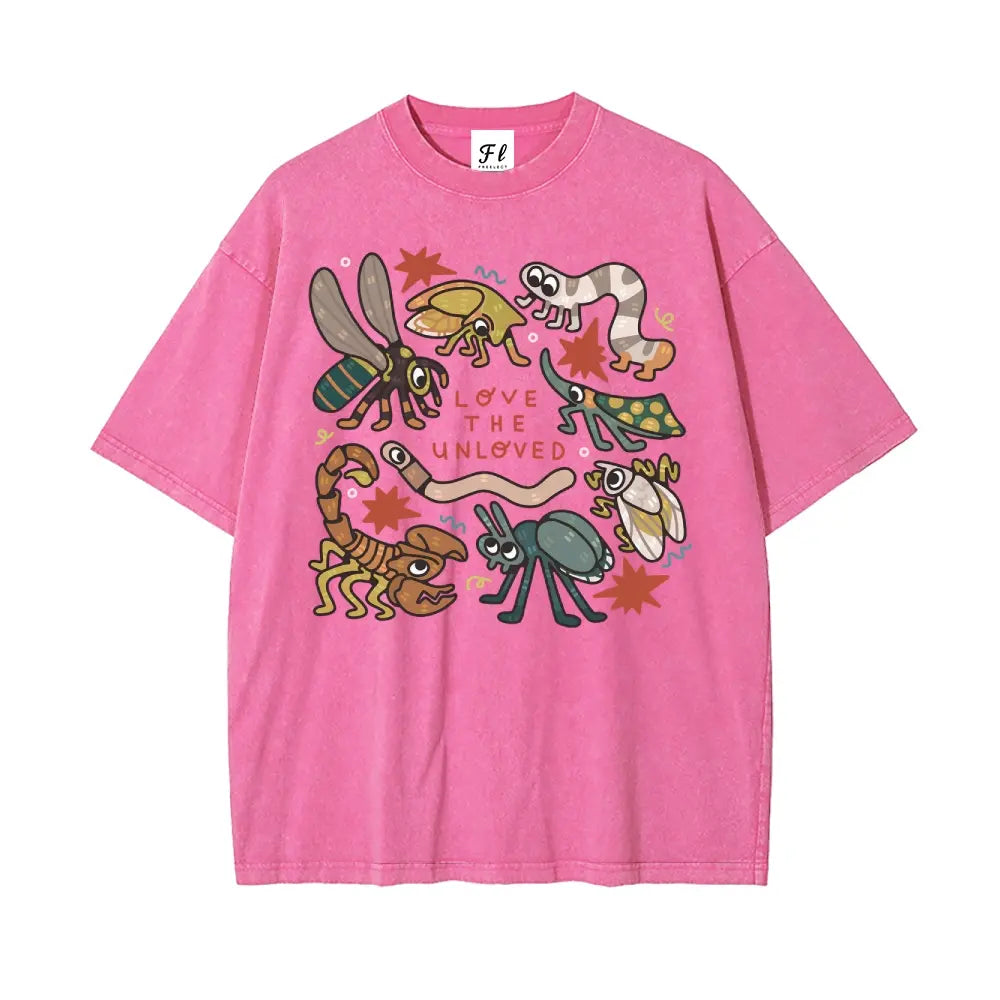 Love The Unloved Insect Lover Shirt S~5XL Oversize Unisex Washed T-Shirt for Women and Men's Unisex Fit Batik Cotton Oversize Streetwear Menswear  Super Soft Pre-Shrunk