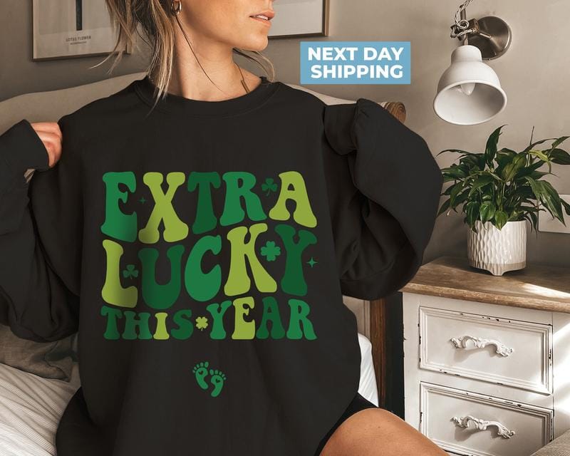 Extra Lucky This Year Sweatshirt, St Patrick's Day Pregnancy Reveal, Pregnancy Announcement Sweatshirt