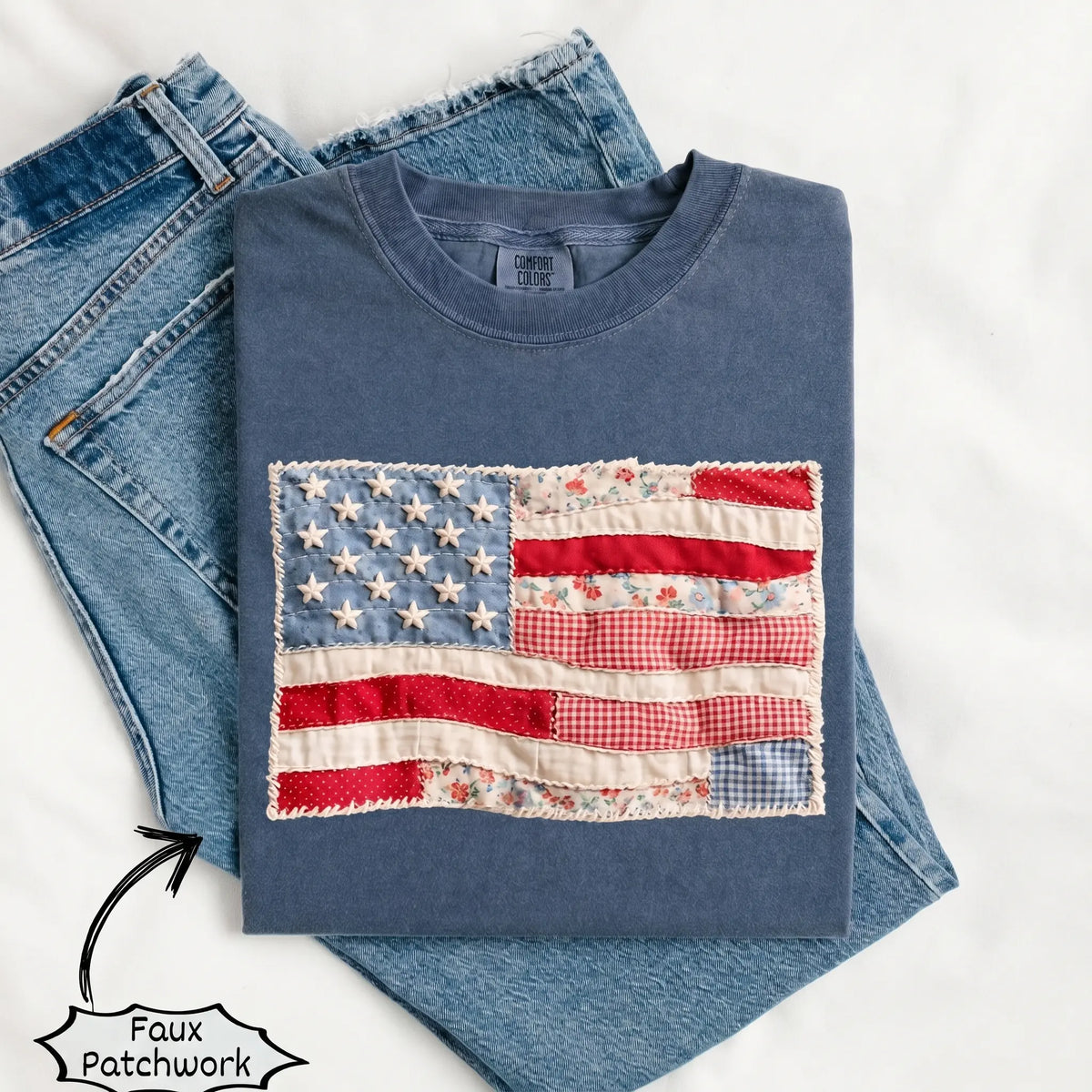 Memorial Day T-shirt American Eagle Independence Day 250 Years 1776 2026 Comfort Colors Retro American Flag Shirt, Faux Patchwork, Digital Print, vinyl ink
