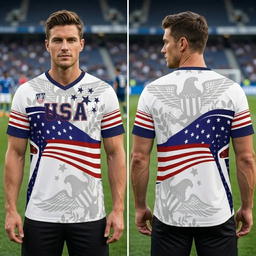 ️V-Neck USA Bald Eagle Graphic Soccer Jersey, 2026 USA Fans Jersey, Gift for Soccer Fans, America Soccer Jersey for Player
