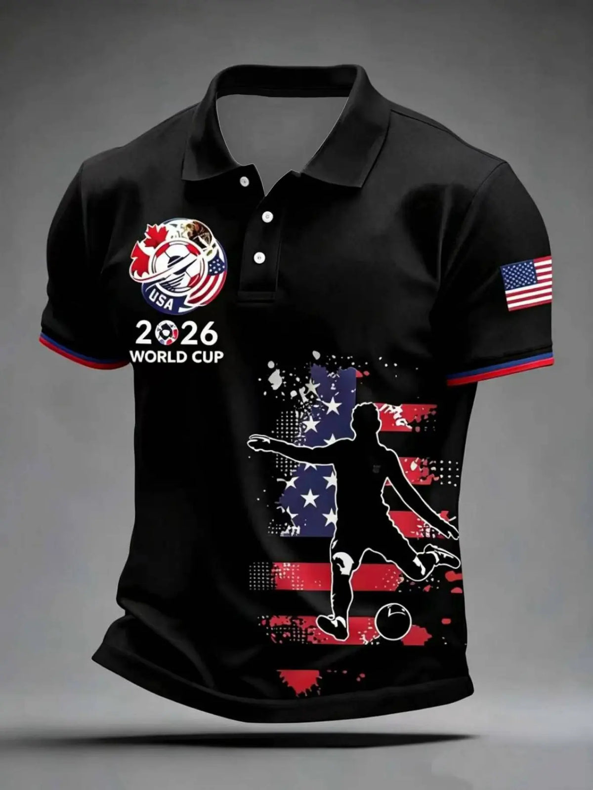 Men's Casual Sports Short Sleeve, 2026 Football & American Flag Pattern, Polyester Fabric Breathable Regular Fit Athletic Top, Athletic Training Apparel, Athletic Shirt