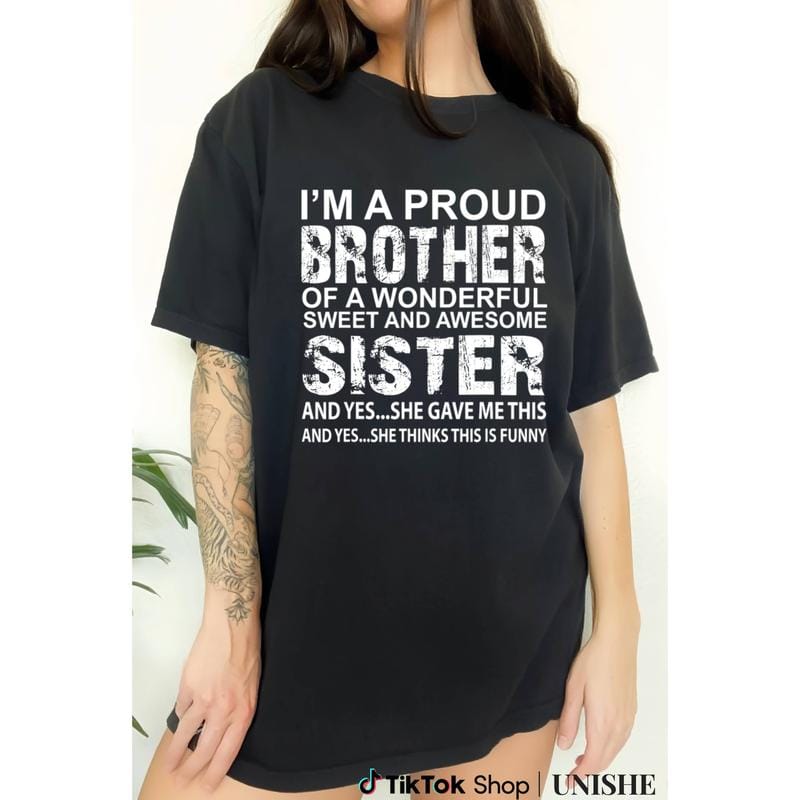 Lustiges T-Shirt aus 100 % Baumwolle – das perfekte Geschenk zum Geburtstag oder zu Weihnachten für deinen Bruder von der tollen Schwester 