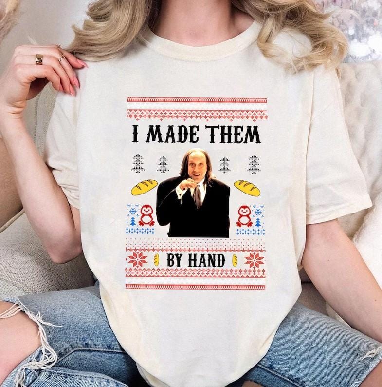 I Made Them By Hand Ugly Sweatshirt Shirt Hoodie, Scary Movie Dinner made by Hand Meme Shirt, Funny Ugly Shirt For Christmas, For Men And