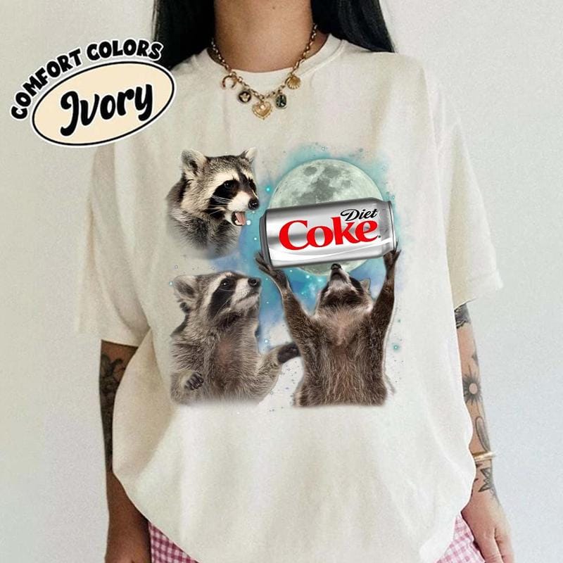 Three Raccoons Diet Coke Vintage Comfort Color T-shirts, Funny Meme Genz Dank Raccoons, Gifts, Unisex Tee, Top Menswear Underwear Crewneck