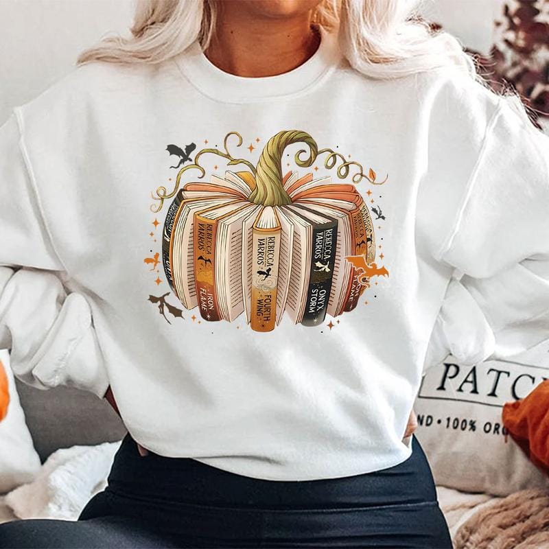 Fourth Wing Book Pumpkin Sweatshirt, Halloween Fourth Wing Shirt, Dragon Lover Gifts, Book Lover Tee, Iron Flame Onyx Storm Fan Shirt