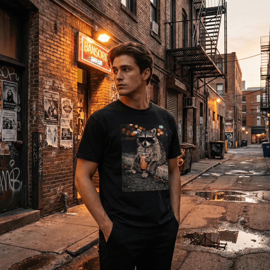 Funny Raccoon Drinking Iced Coffee Shirt vintage graphic tees