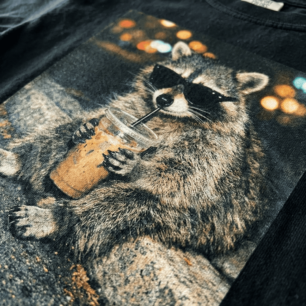 Funny Raccoon Drinking Iced Coffee Shirt vintage graphic tees
