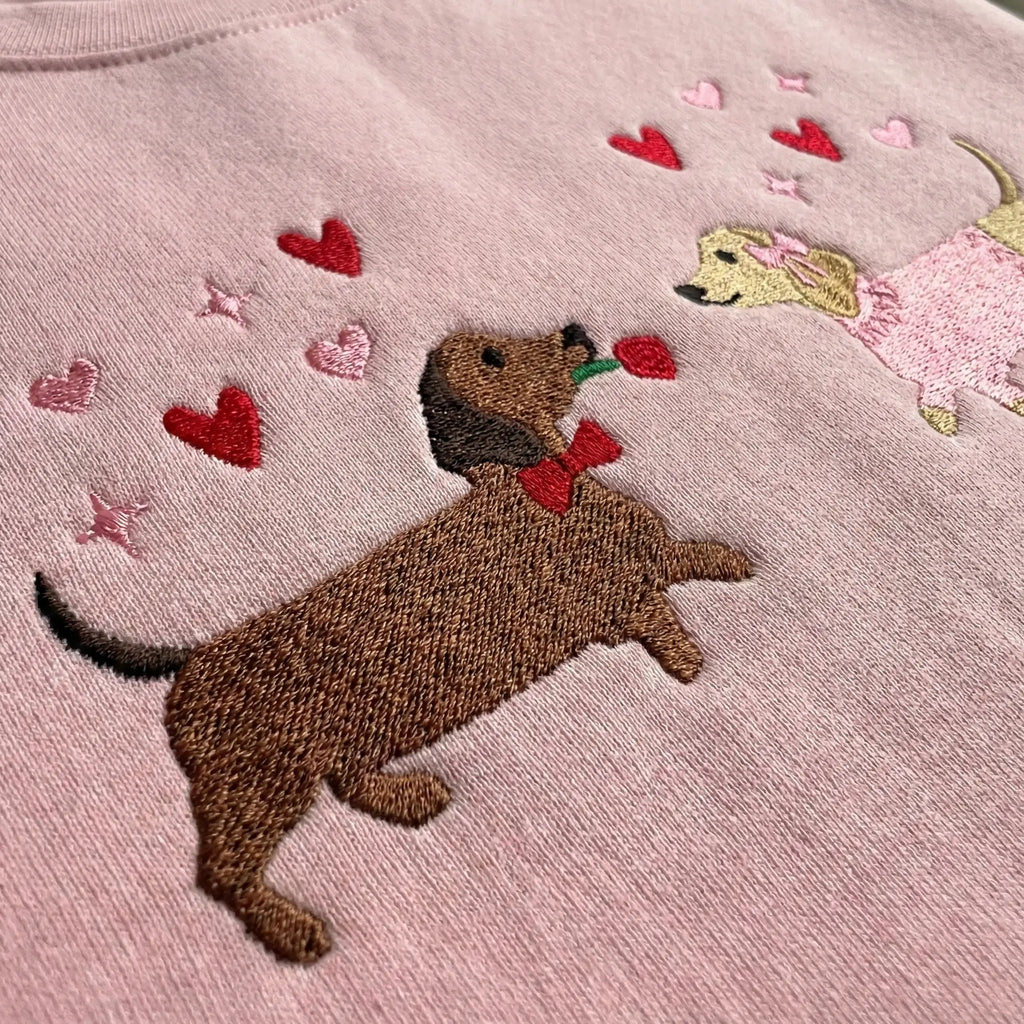 Dachshund Valentine’s Day sweatshirt embroidered sweatshirt