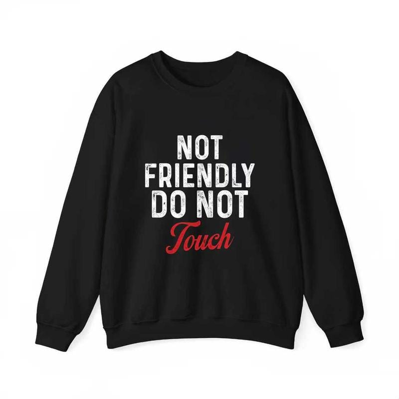 „Nicht freundlich – Nicht anfassen!“ Humorvoller schwarzer Hoodie – Extrem atmungsaktiv und strapazierfähig – Lässiges Outfit mit Kängurutasche – Klassische Passform für Frühling/Herbst 