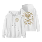 Dirty Hands Clean Money Hoodie Bold Skull Graphic for Men Heavy Duty Streetwear Pullover Motivational Hustle Apparel USA Grit Style Apparel Made In The USA