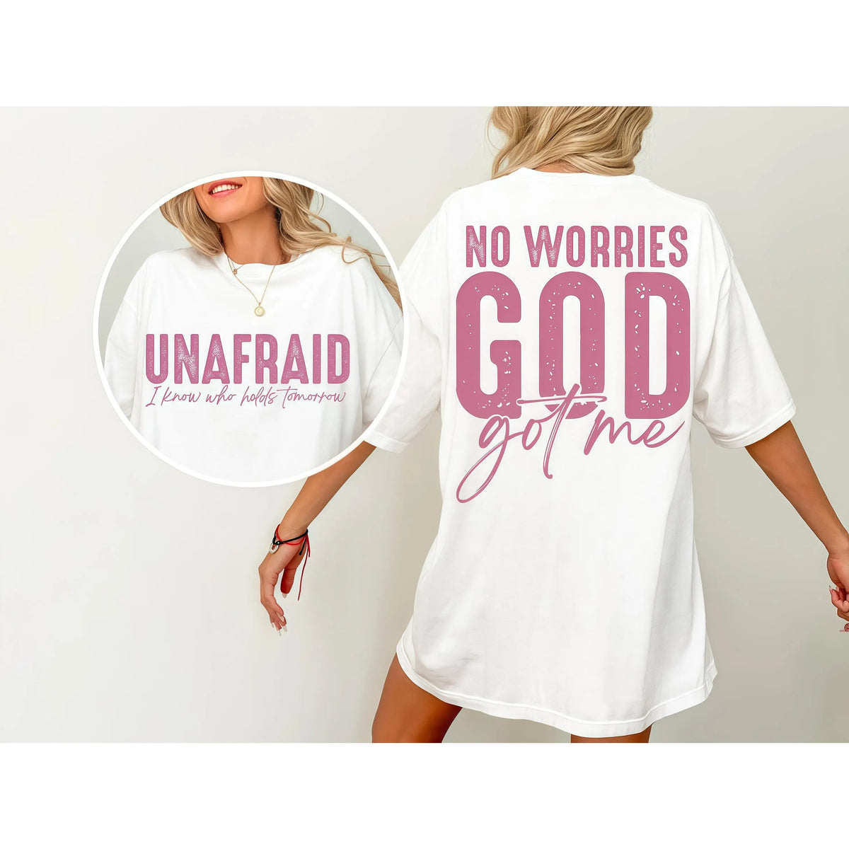 Uplifting and Spiritual Tee: "Unafraid" and "No Worries" Statements for a Confident Faith - filled Look