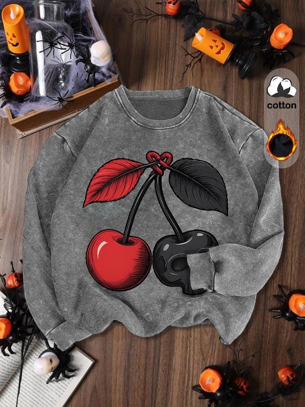 Women's Casual Vintage Soft Pullover Sweatshirt, Round Neck Long Sleeve Fleece Lined Hoodie for Fall Winter Fashion