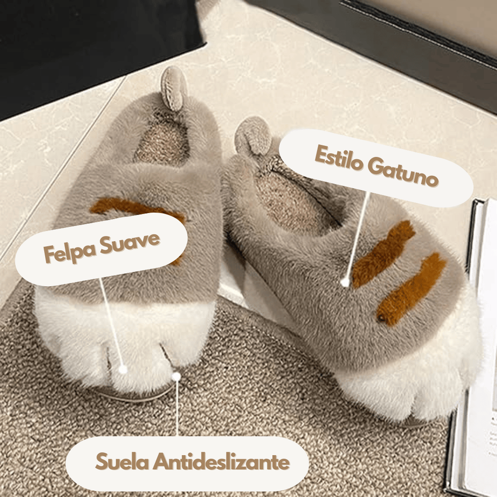 Healing Steps on Clouds: Ultra-Soft Plush Cat Paw Slippers, Sinking into Winter's Gentle Embrace.
