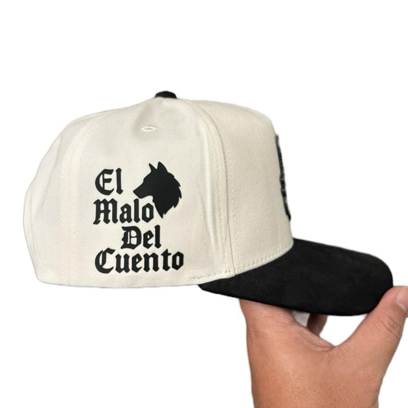 Alpha Wolf Hat Lobo Entre Ovejas Corrido Style Snapback Premium Black & White Cap with Wolf Patch