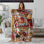 Collage-Decke mit Raising Cane's Design, perfekt für Sofa, Bett, Reisen und Flugreisen, bequeme Kuscheldecke, unverzichtbares Heimtextilien