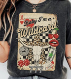 Comfort Colors Trendy Cowgirl T-shirt, Wild Card Collage T-shirt, Western Graphic Quotes Sublimation, Retro Wild West Shirt, Country Retro Cowboy