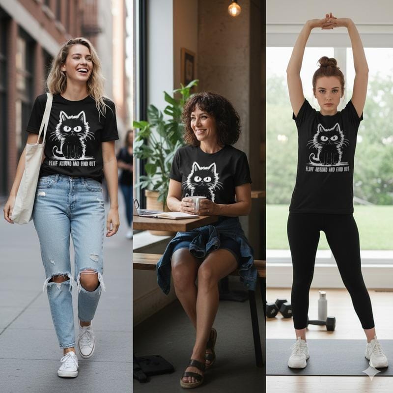 Funny Cat Shirt Fluff Around And Find Out Gifts Men Women T-Shirt