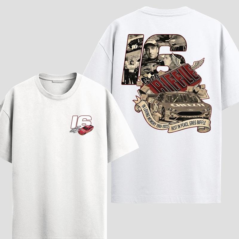 the biff vintage racing tee, front and back print stock car nostalgia, unisex graphic shirt