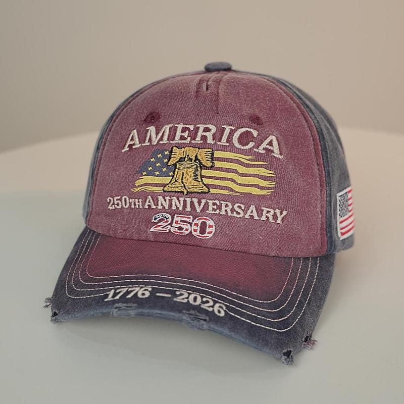 US 250th Anniversary Embroidered Baseball Cap, UPF 50+ Sun Protection Commemorative Hat